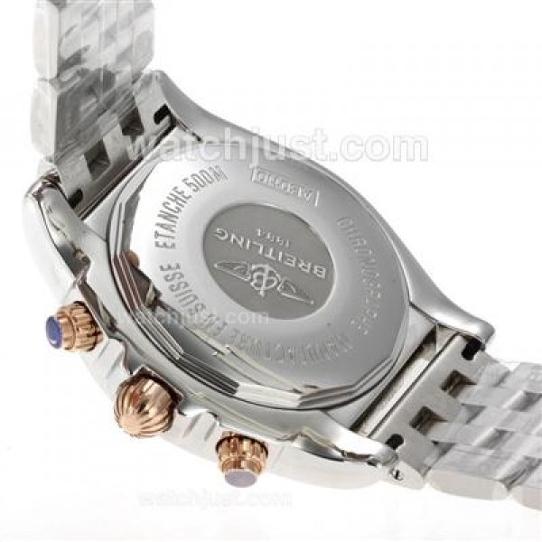 Breitling Chronomat B01 Chronograph Swiss Valjoux 7750 Movement Two Tone Case with Blue Dial