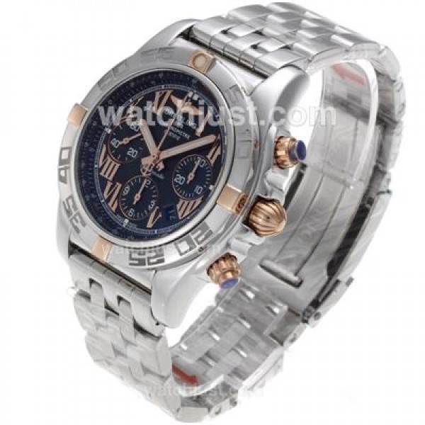 Breitling Chronomat B01 Chronograph Swiss Valjoux 7750 Movement Two Tone Case with Black Dial
