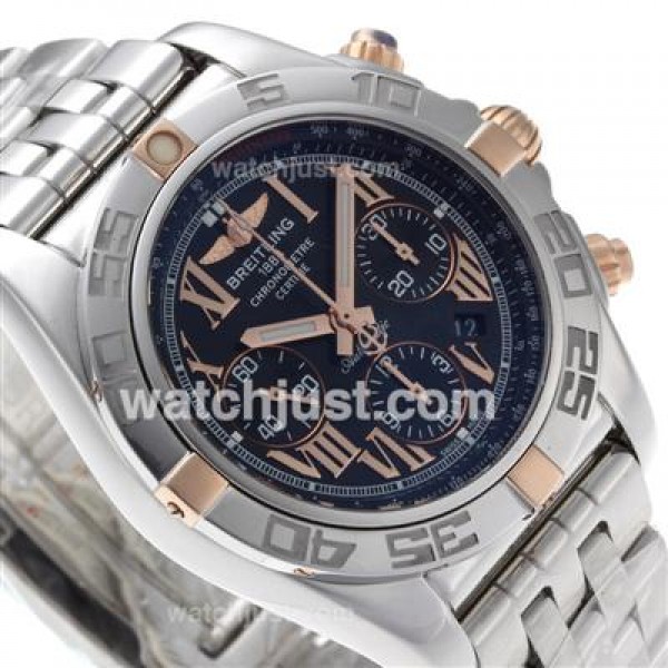Breitling Chronomat B01 Chronograph Swiss Valjoux 7750 Movement Two Tone Case with Black Dial