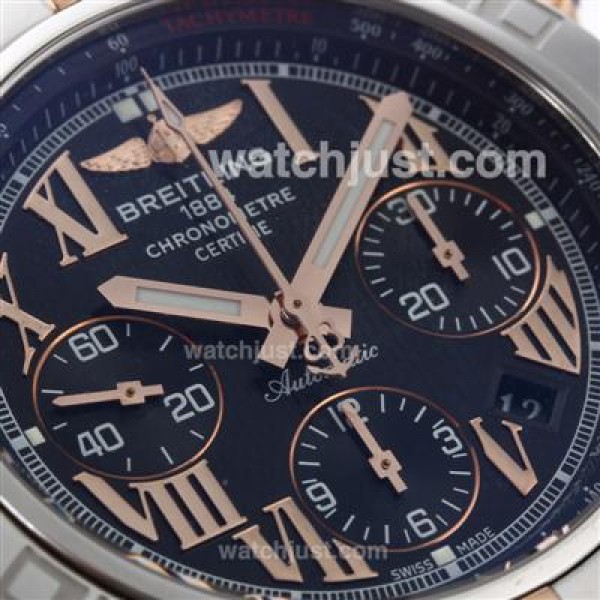 Breitling Chronomat B01 Chronograph Swiss Valjoux 7750 Movement Two Tone Case with Black Dial
