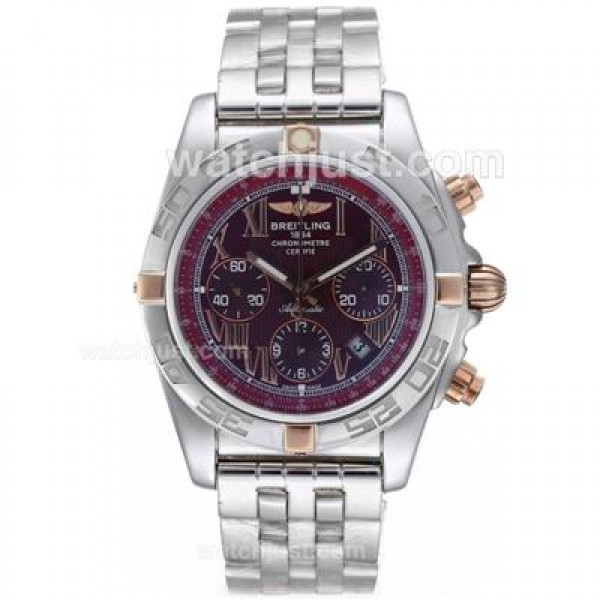 Breitling Chronomat B01 Chronograph Swiss Valjoux 7750 Movement Two Tone Case with Red Dial
