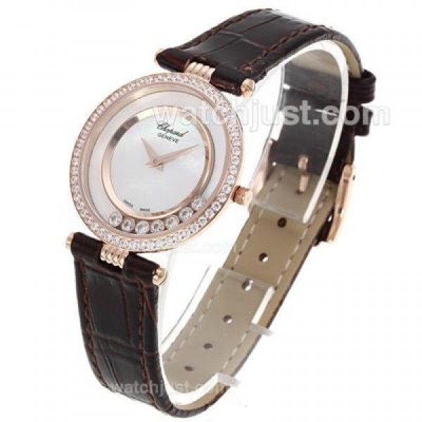 Chopard Happy Sport Rose Gold Case Diamond Bezel with MOP Dial-Leather Strap