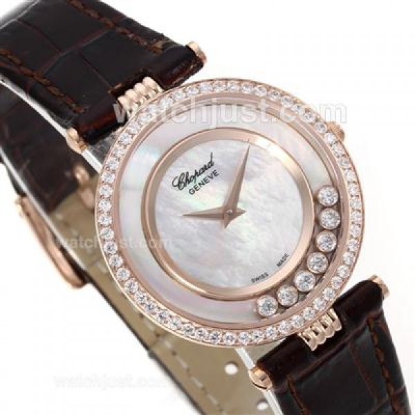 Chopard Happy Sport Rose Gold Case Diamond Bezel with MOP Dial-Leather Strap