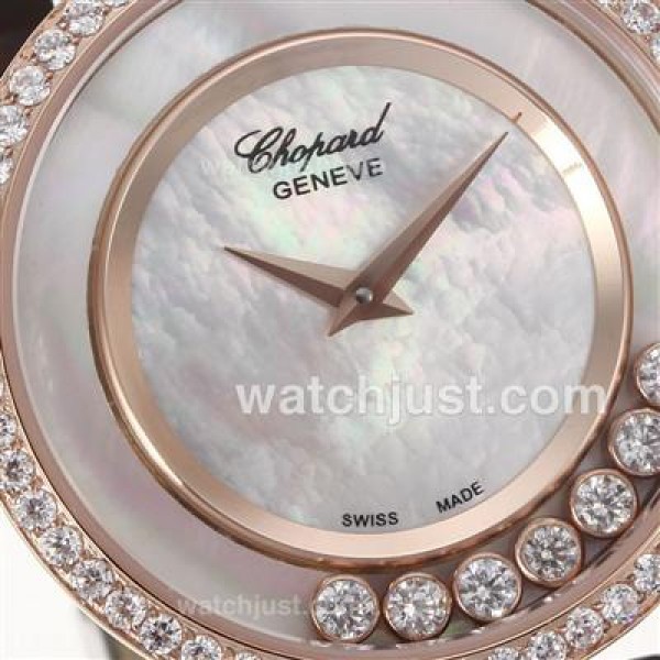 Chopard Happy Sport Rose Gold Case Diamond Bezel with MOP Dial-Leather Strap