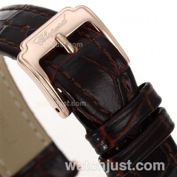 Chopard Happy Sport Rose Gold Case Diamond Bezel with MOP Dial-Leather Strap
