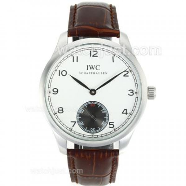 IWC Portuguese Manual Winding Number Markers with White Dial-Leather Strap