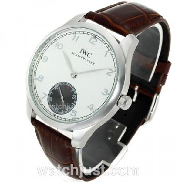 IWC Portuguese Manual Winding Number Markers with White Dial-Leather Strap