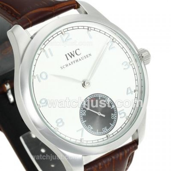 IWC Portuguese Manual Winding Number Markers with White Dial-Leather Strap