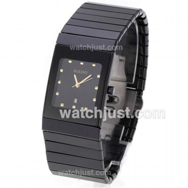 Rado DiaStar Full Black Authentic Ceramic Golden Markers with Black Dial