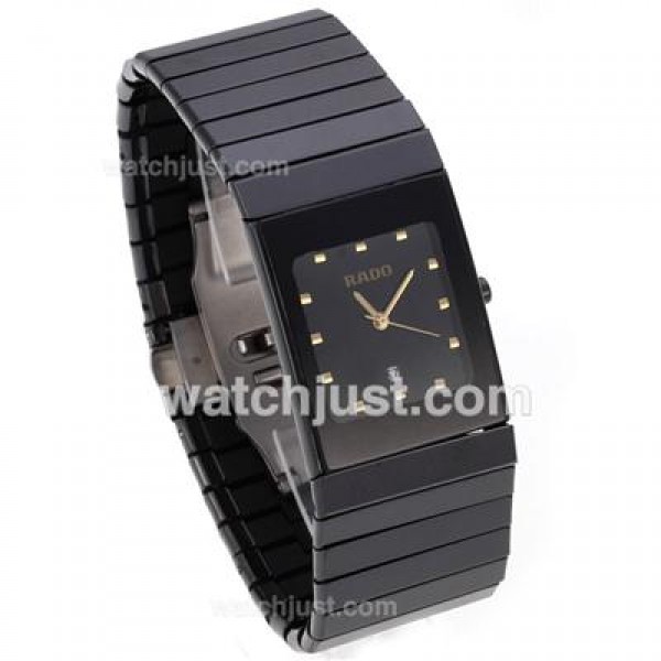 Rado DiaStar Full Black Authentic Ceramic Golden Markers with Black Dial