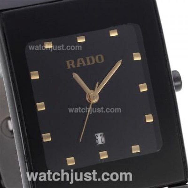 Rado DiaStar Full Black Authentic Ceramic Golden Markers with Black Dial