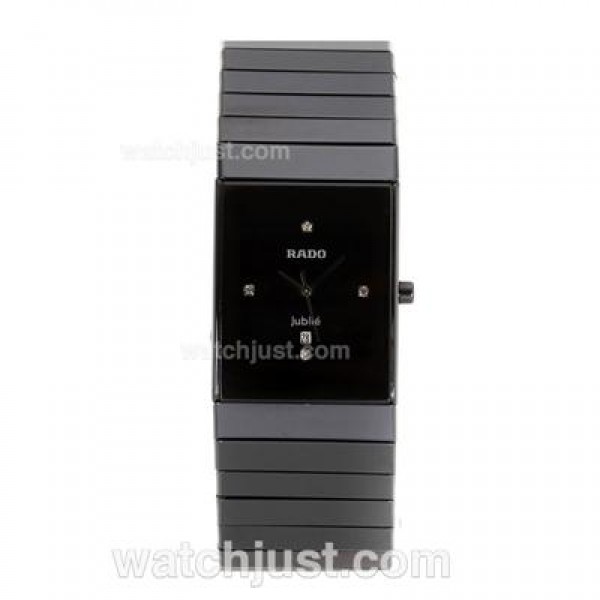 Rado DiaStar Full Black Authentic Ceramic Diamond Markers with Black Dial