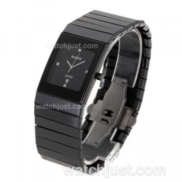 Rado DiaStar Full Black Authentic Ceramic Diamond Markers with Black Dial