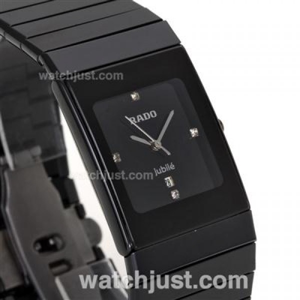 Rado DiaStar Full Black Authentic Ceramic Diamond Markers with Black Dial