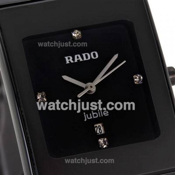 Rado DiaStar Full Black Authentic Ceramic Diamond Markers with Black Dial
