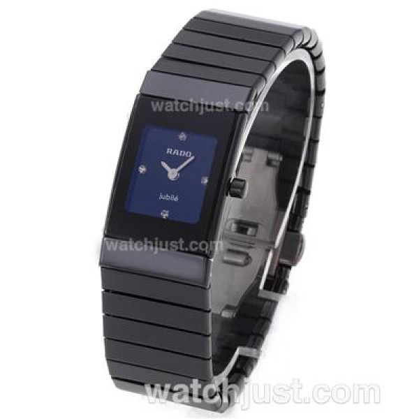 Rado DiaStar Full Black Authentic Ceramic Diamond Markers with Black Dial-Lady Size