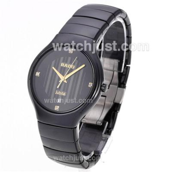 Rado DiaStar Full Black Authentic Ceramic Diamond Markers with Black Dial