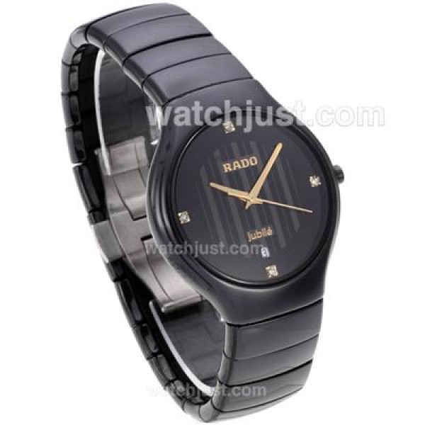 Rado DiaStar Full Black Authentic Ceramic Diamond Markers with Black Dial