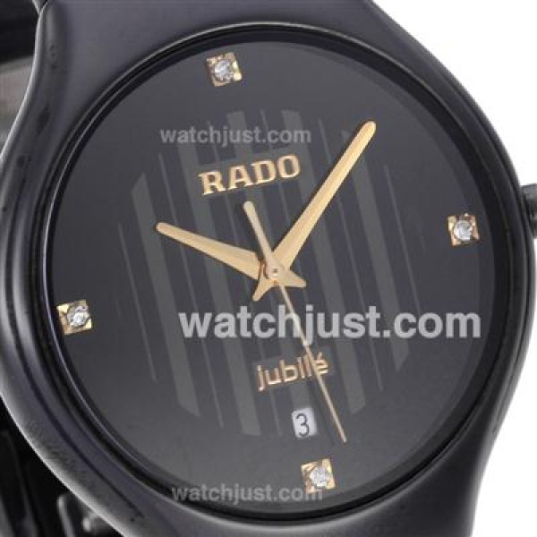 Rado DiaStar Full Black Authentic Ceramic Diamond Markers with Black Dial