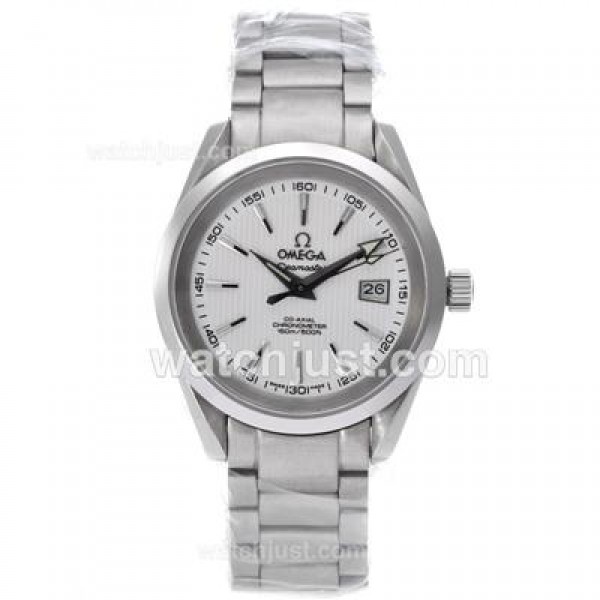 Omega Seamaster Swiss ETA 2836 Movement with White Dial S/S-18K Plated Gold Movement