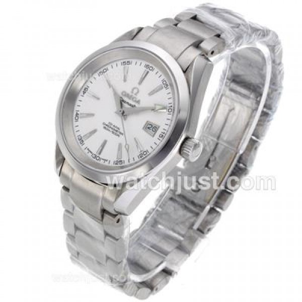 Omega Seamaster Swiss ETA 2836 Movement with White Dial S/S-18K Plated Gold Movement