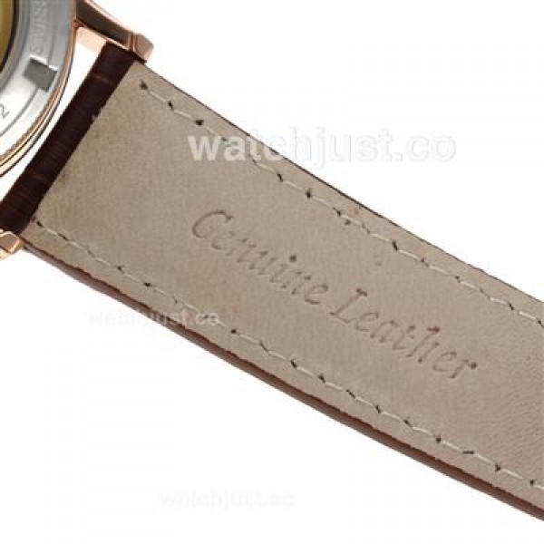 Vacheron Constantin Partrimony Swiss ETA 2836 Movement Rose Gold Case with Black Dial-Leather Strap