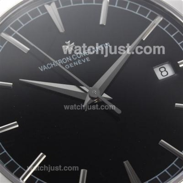 Vacheron Constantin Partrimony Swiss ETA 2836 Movement with Black Dial-Leather Strap
