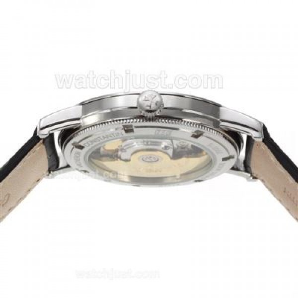 Vacheron Constantin Partrimony Swiss ETA 2836 Movement with Black Dial-Leather Strap