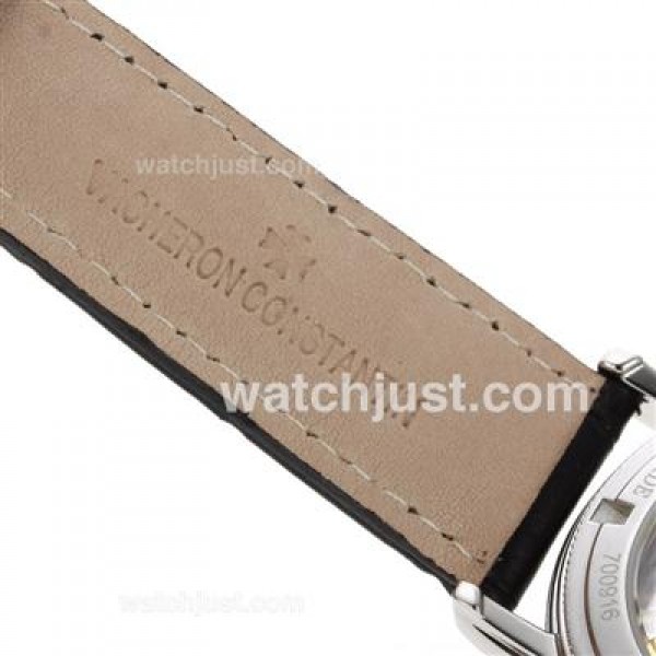 Vacheron Constantin Partrimony Swiss ETA 2836 Movement with Black Dial-Leather Strap