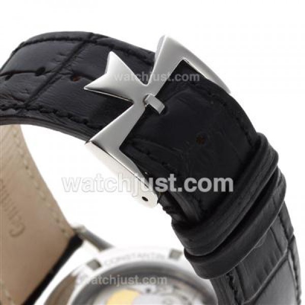 Vacheron Constantin Partrimony Swiss ETA 2836 Movement with Black Dial-Leather Strap