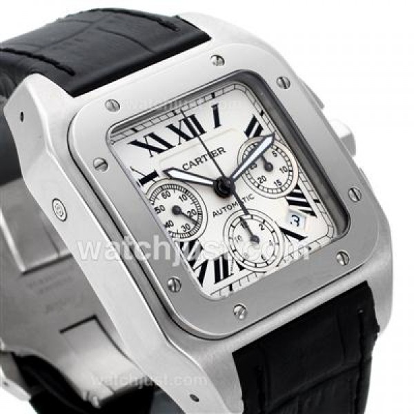 Best 1:1 Cartier Santos 100 Replica Watches With White Dials For Sale
