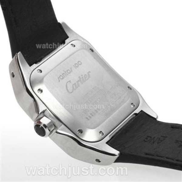Swiss Made Cartier Santos 100 Fake Watches With White Dials And Steel Cases For Women