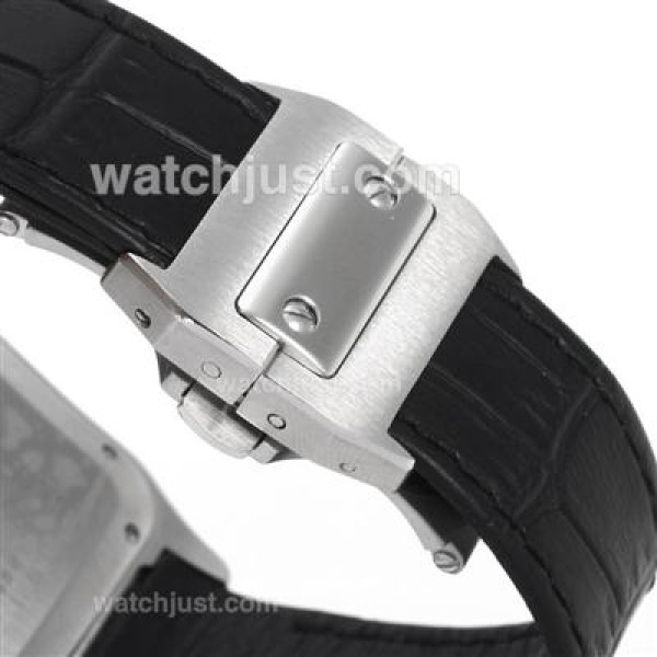 Swiss Made Cartier Santos 100 Fake Watches With White Dials And Steel Cases For Women