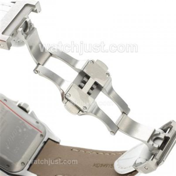 UK Swiss Made Cartier Santos 100 Fake Watches With White Dials For Women