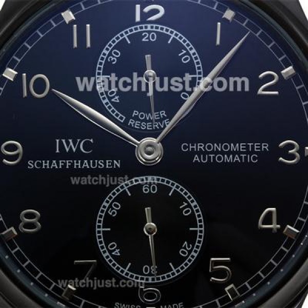 IWC Portuguese Working Power Reserve Automatic PVD Case with Black Dial-Leather Strap