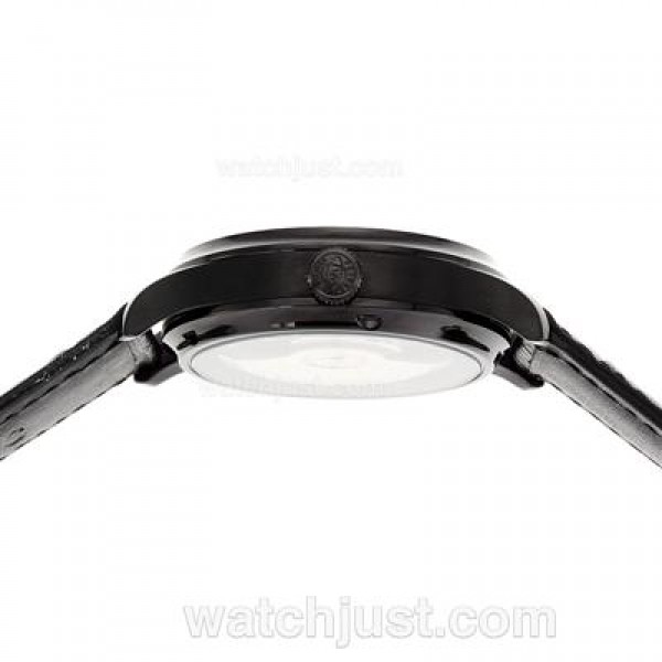 IWC Portuguese Working Power Reserve Automatic PVD Case with Black Dial-Leather Strap