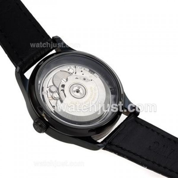 IWC Portuguese Working Power Reserve Automatic PVD Case with Black Dial-Leather Strap
