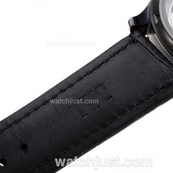 IWC Portuguese Working Power Reserve Automatic PVD Case with Black Dial-Leather Strap