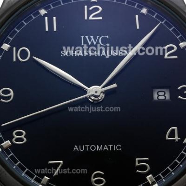 IWC Portuguese Automatic PVD Case with Black Dial-Leather Strap
