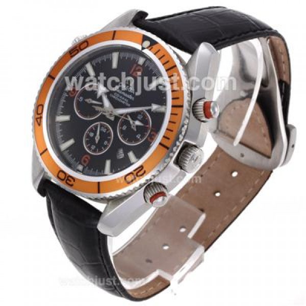 Omega Seamaster Planet Ocean Automatic with Orange Markers and Bezel-Leather Strap