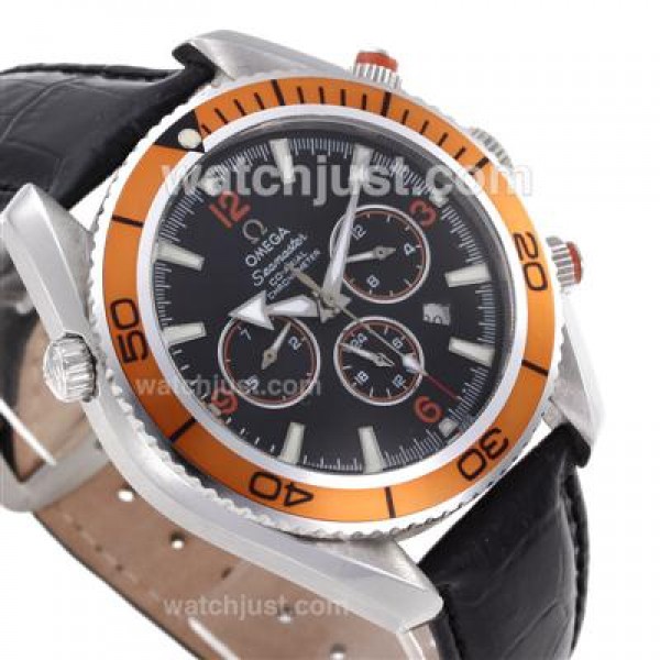 Omega Seamaster Planet Ocean Automatic with Orange Markers and Bezel-Leather Strap