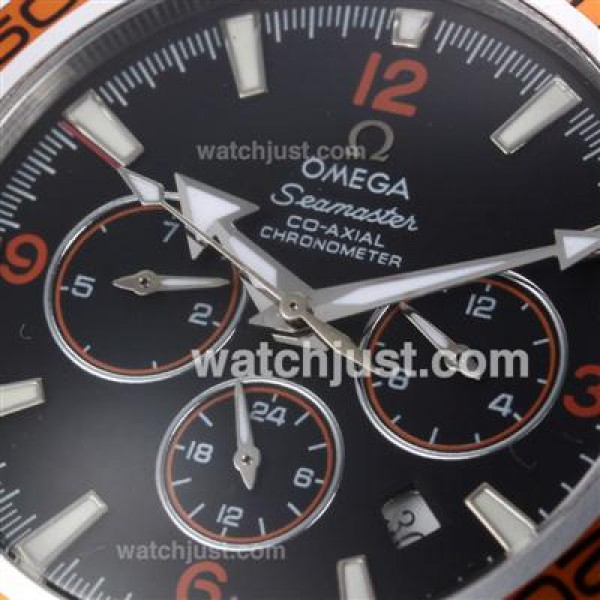 Omega Seamaster Planet Ocean Automatic with Orange Markers and Bezel-Leather Strap