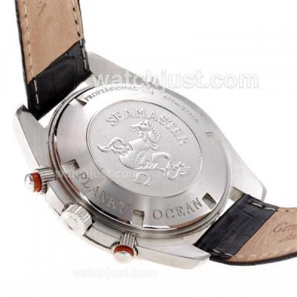 Omega Seamaster Planet Ocean Automatic with Orange Markers and Bezel-Leather Strap