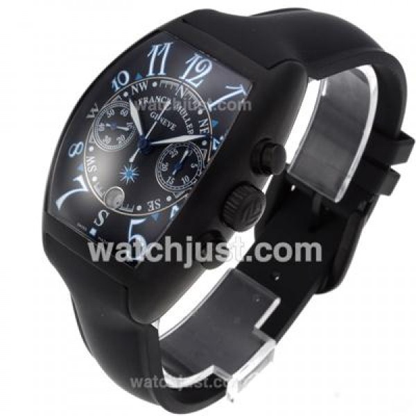 Franck Muller Casablanca Chronograph Swiss Valjoux 7750 Movement PVD Case with Black Dial-Rubber Strap