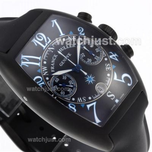 Franck Muller Casablanca Chronograph Swiss Valjoux 7750 Movement PVD Case with Black Dial-Rubber Strap