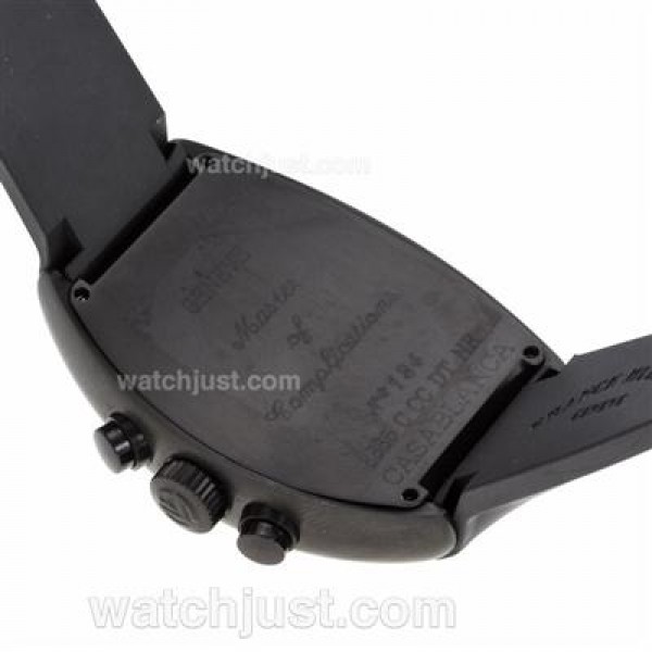Franck Muller Casablanca Chronograph Swiss Valjoux 7750 Movement PVD Case with Black Dial-Rubber Strap