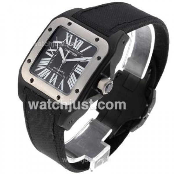 UK 1:1 Wholesale Replica Cartier Santos Watches With Black Dials For Sale