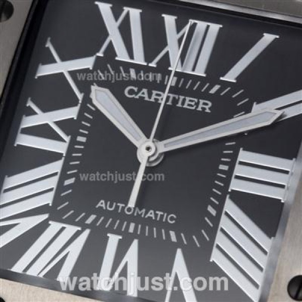 UK 1:1 Wholesale Replica Cartier Santos Watches With Black Dials For Sale
