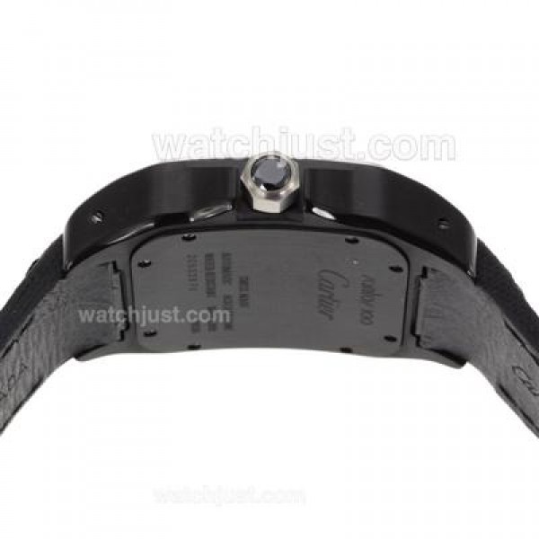 UK 1:1 Wholesale Replica Cartier Santos Watches With Black Dials For Sale