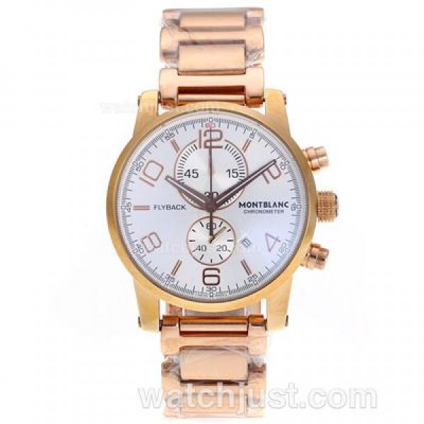 Montblanc Flyback Working Chronograph Full Rose Gold with White Dial